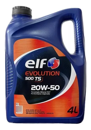 Aceite ELF Evolution 500TS 20W50 Mineral – 4 Litros | Lubricante Multigrado para Motores Gasolina y Diésel